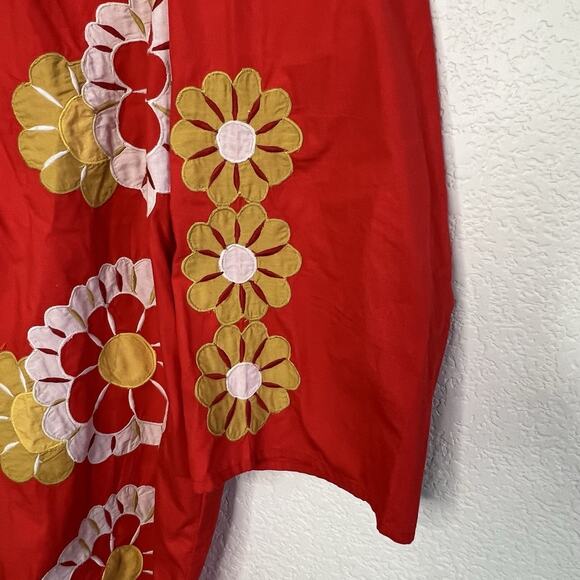 Frances Valentine 1X Dress Goldie Tunic Kaftan Embroidered Floral MOD Retro B12 - Picture 5 of 11